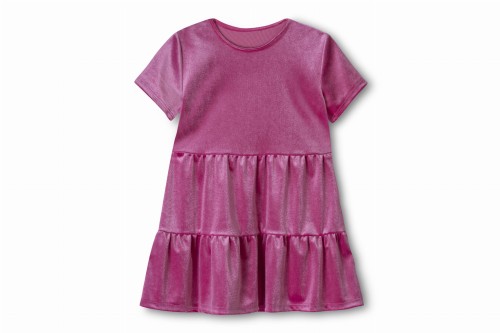 Sukienka dziewczęca z falbanką w kolorze ciemnego różu