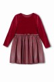 Sukienka dziewczęca welurowa z brokatowym dołem w kolorze czerwonym/bordowym
