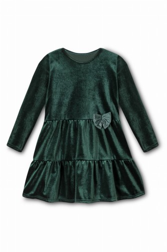 Sukienka dziewczęca z falbanką w kolorze zielonym