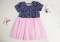 Sukienka dziewczęca bawełniana w serduszka z tiulowym dołem