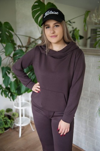 Bluza damska z kapturem premium czekolada