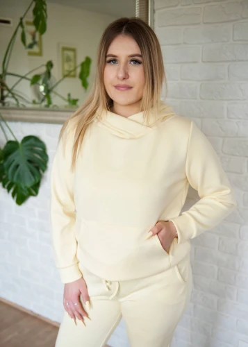 Bluza damska z kapturem premium żółty maślany