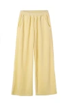 Szerokie spodnie dziewczęce z weluru w kolorze żółtym