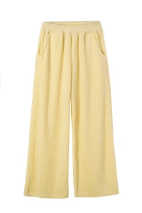Szerokie spodnie dziewczęce z weluru w kolorze żółtym