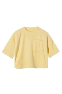 T-shirt dziewczęcy z weluru w kolorze żółtym