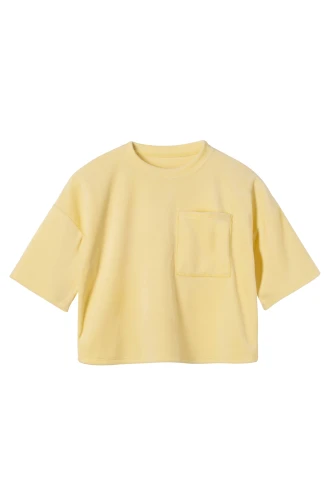 T-shirt dziewczęcy z weluru w kolorze żółtym