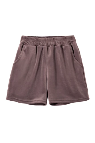 Spodenki dziecięce welurowe w kolorze mleczna czekolada