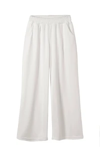 Szerokie spodnie dziewczęce z weluru w kolorze białym