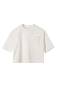 T-shirt dziewczęcy z weluru w kolorze białym