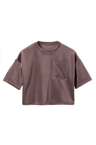 T-shirt dziewczęcy z weluru w kolorze czekoladowym