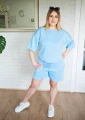 Bluza damska oversize 3/4 rękaw błękitna