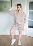 Bluza damska oversize 3/4 rękaw caffe latte