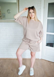 Bluza damska oversize 3/4 rękaw caffe latte