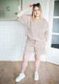 Bluza damska oversize 3/4 rękaw caffe latte