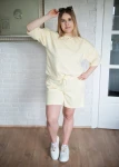 Bluza damska oversize 3/4 rękaw żółty maślany