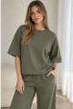 Bluza Damska Oversize 3/4 Rękaw Khaki