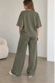Bluza Damska Oversize 3/4 Rękaw Khaki