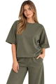Bluza Damska Oversize 3/4 Rękaw Khaki