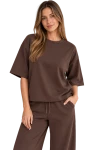 Bluza damska oversize 3/4 rękaw czekolada
