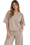 Bluza damska oversize 3/4 rękaw caffe latte